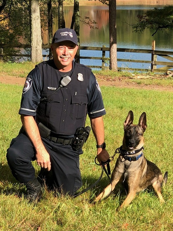 William Carr with his German shepherd